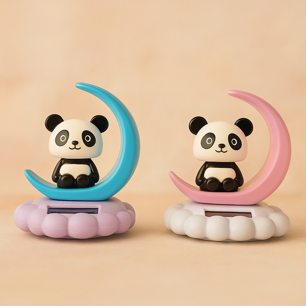 Solar Panda Toy with Head Motion | Cute Dancing Panda Figurine Powered by Sunlight | Decorative Dashboard & Home Showpiece