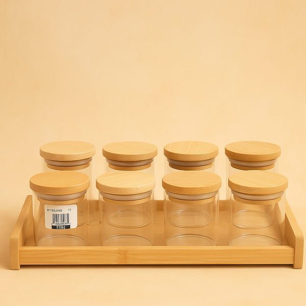 Sliding Glass Jar Set | Airtight Kitchen Storage Containers | Clear Glass Jars for Spices, Snacks, Coffee & Pantry Organization
