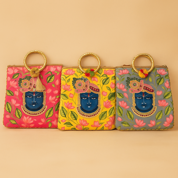 Krishna Wedding Purse | Elegant Potli Bag with Krishna Motif | Perfect for Return Gifts, Weddings & Festive Gifting