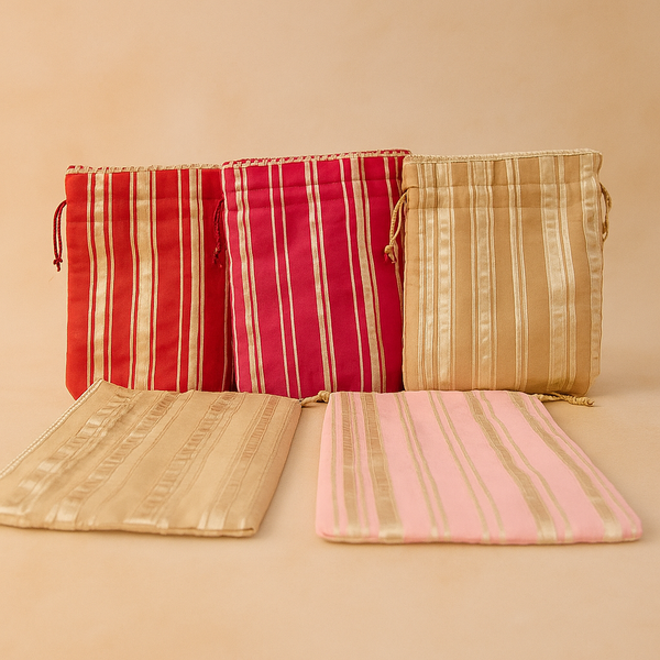 Striped Shining Bag | Glittery Tote for Girls & Kids | Perfect for Gifting, Shopping & Party Use