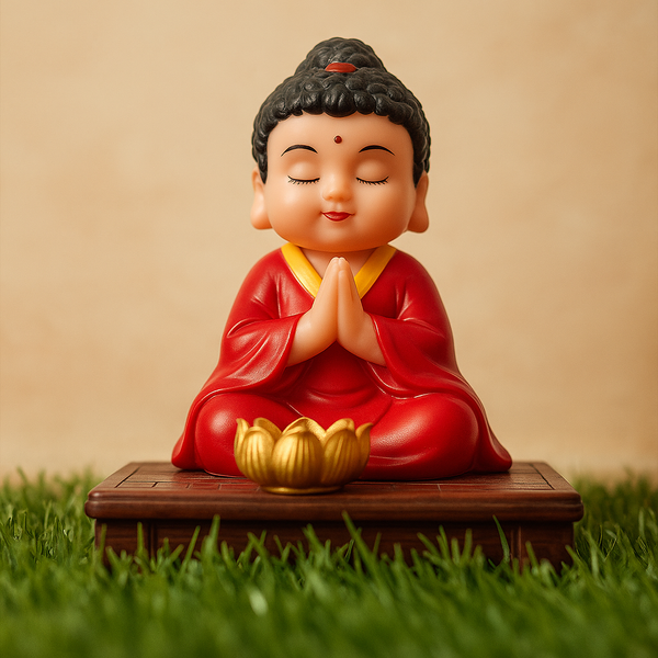Solar Buddha Statue with Head Action | Decorative Meditating Buddha Idol | Auto-Moving Head Figurine for Home, Car, Desk & Gifting
