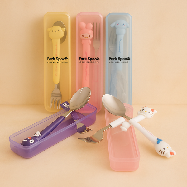 Kids Character Fork & Spoon Set – Multi Color | Fun Cartoon Cutlery Set for Kids | Safe, Colorful & Perfect for Gifting