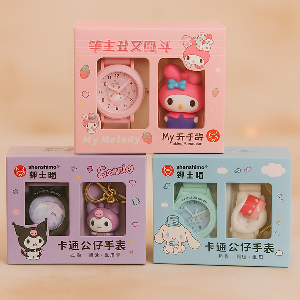 Kuromi Watch with Key Chain | Cute Cartoon Wrist Watch + Matching Keychain Combo | Perfect for Kids & Kuromi Fans