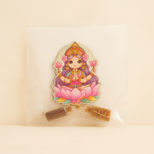 2" Lakshmi Kumkum Set | Traditional Indian Pooja Essentials | Decorative Kumkum Container | Gift for Festivals & Weddings