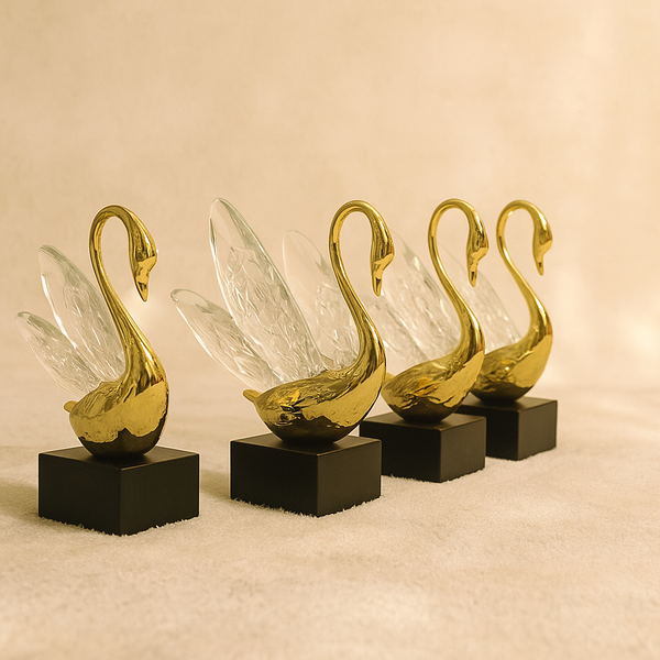 Golden Swan | Elegant Decorative Showpiece | Premium Crystal Swan Figurine Symbolizing Luxury, Beauty & Grace