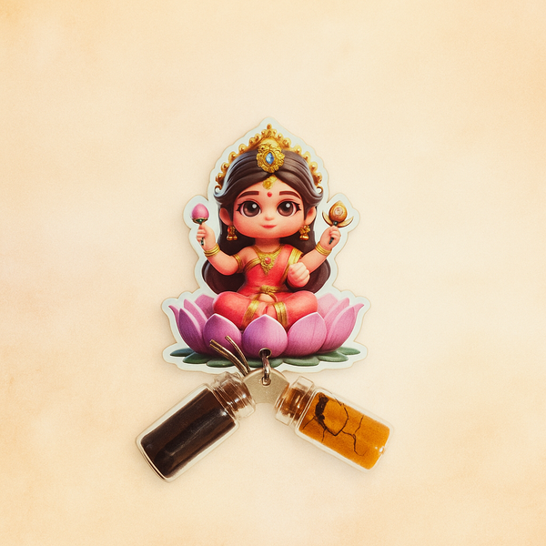 Lakshmi Kumkum Bottle Set | Traditional Indian Pooja Essentials | Decorative Kumkum Container | Gift for Festivals & Weddings