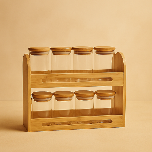 8 Jar Glass Set | Transparent Glass Jars with Lids | Airtight, Durable & Multi-Purpose Storage Containers