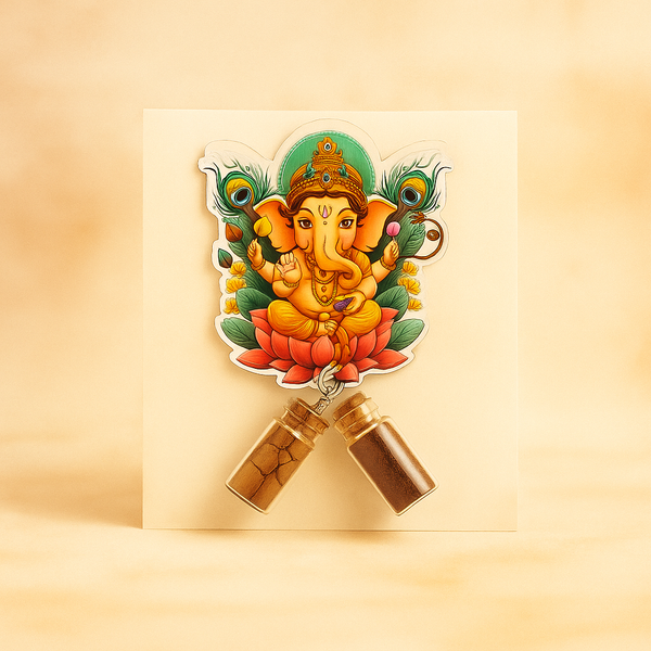 Leaf Ganesha Kumkum Set | Traditional Indian Pooja Essentials | Decorative Kumkum Container | Gift for Festivals & Weddings