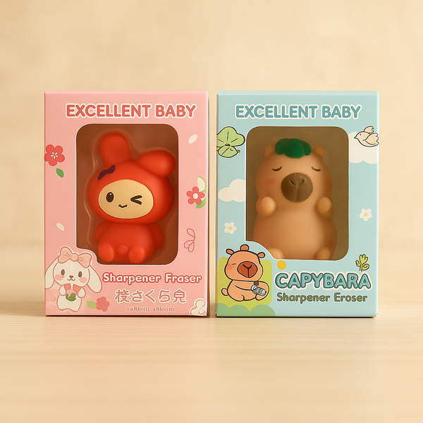 Capybara Sharpener Eraser | 2-in-1 Cartoon Stationery Combo | Cute, Compact & Perfect for Kids