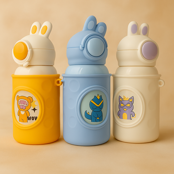 Rabbit Ear Bottle | Cute Kids Water Bottle with Bunny Ear Lid | Leakproof, Portable & Durable