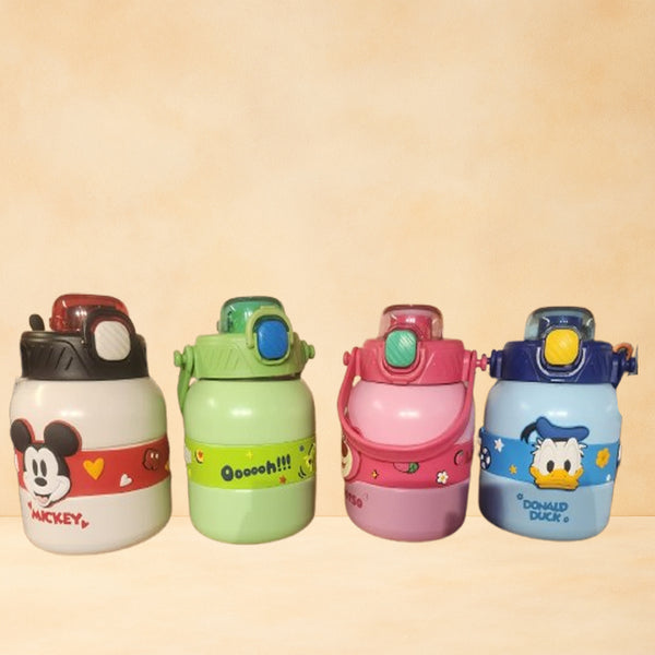 Disney Round Bottle | Cute Cartoon Water Bottle for Kids | Leakproof, Portable & Durable