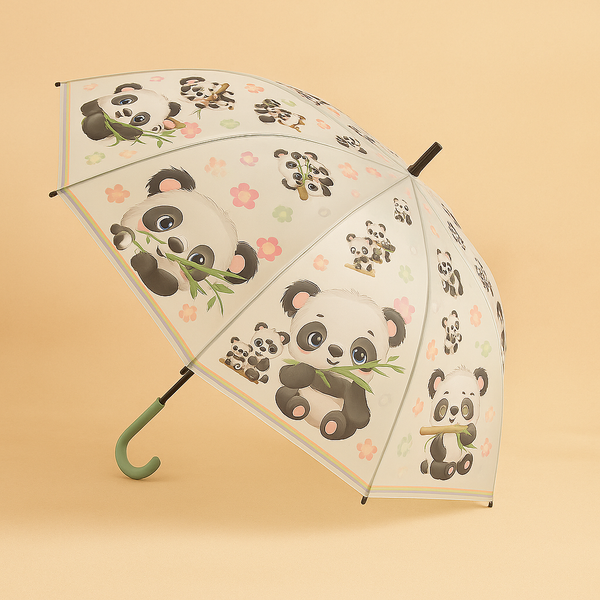 Panda Umbrella with Whistle | Kids Cute & Safe Rain Umbrella | Lightweight, Durable & Fun Design