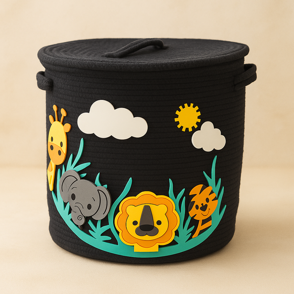 Animal Print Storage Bag for Kids | Foldable Organizer | Fun Jungle Theme | Ideal for Toys, Books & Clothes