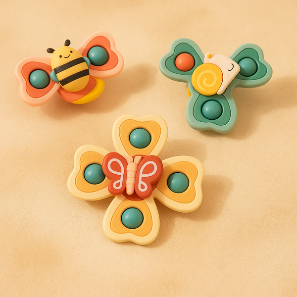 Baby Spinner Toy | Suction Cup Windmill for High Chair & Floor Play | Rotating Sensory Toy