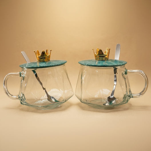 Crown Coffee Glass | Gold Crown Handle.