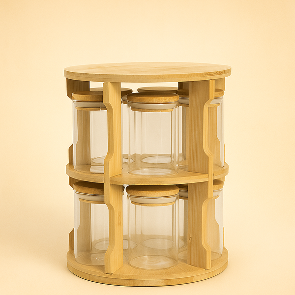 Rotating Glass Jar | 360° Storage with Lid