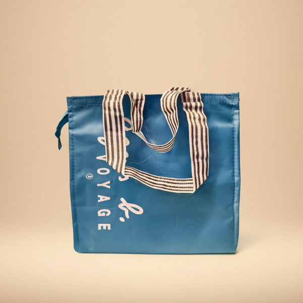 Voyage Insulated Travel Tote Bag | Sky Blue Cooler Bag with Striped Handles