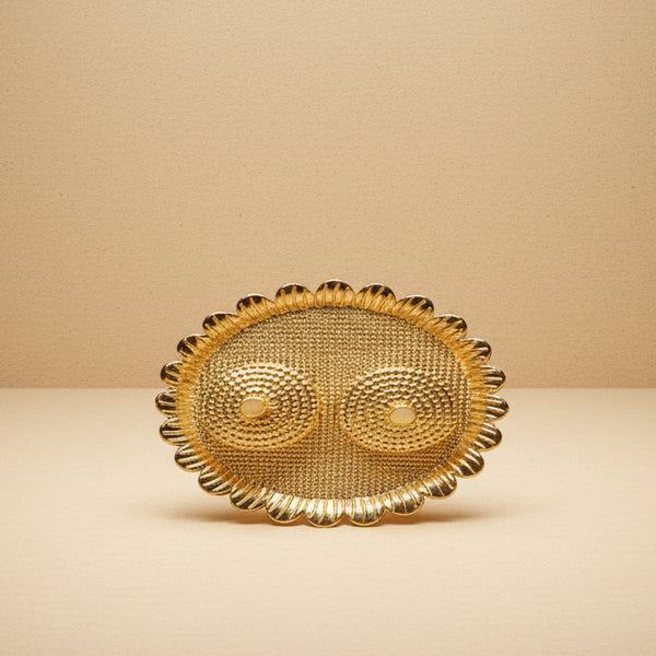 Royal Gold Oval Twin Haldi Kumkum Platter | Traditional Wedding Return Gift Tray
