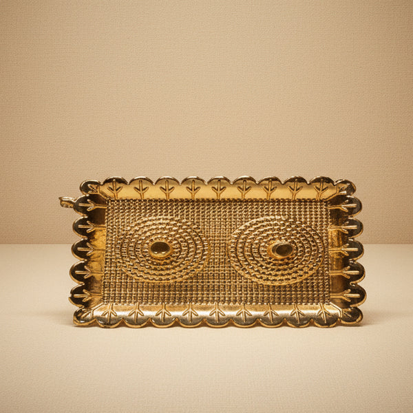Royal Gold Filigree Twin Kungumam Box Holder | Traditional Wedding Return Gift Tray