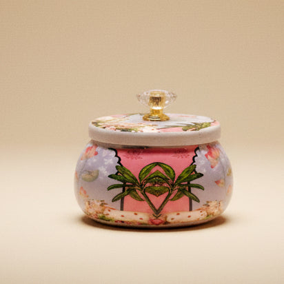Royal Palm Oasis Matki Jar | Luxury Festive Decorative Gift Box with Crystal Knob