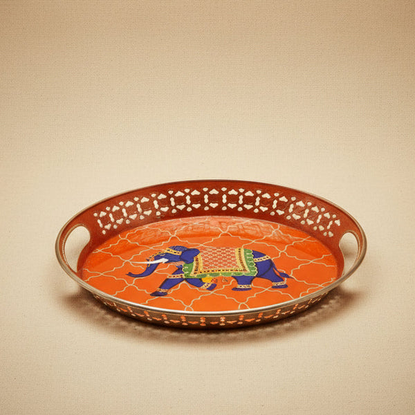 6" Premium Rose Gold Filigree Elephant Tray | Oval Traditional Vanity & Return Gift Platter