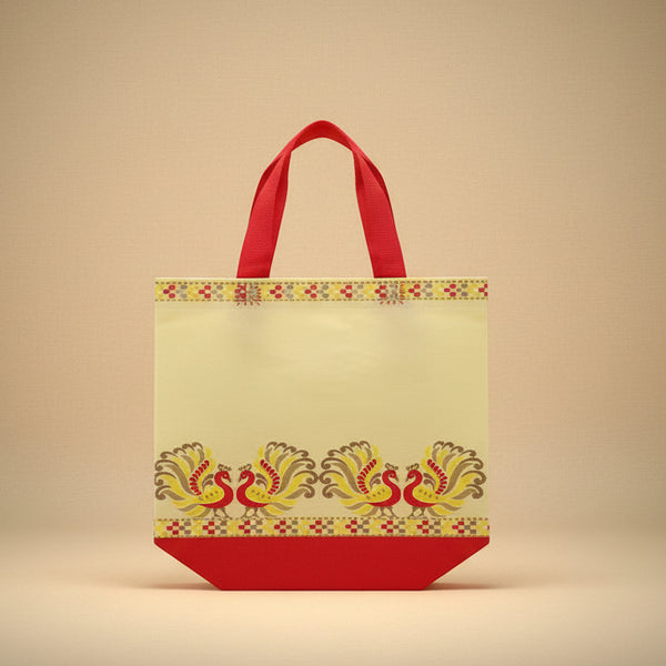 Traditional Peacock & Warli Motif Jute Bags – Elegant Woven Thamboolam Gift Tote
