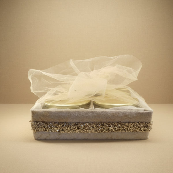 Luxury Organza-Wrapped Gift Hamper Box | Gold-Lid Jars