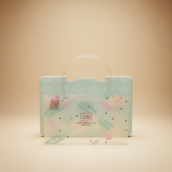 Tropical Botanical Frosted Gift Tote Bag with Clear Handle Loops
