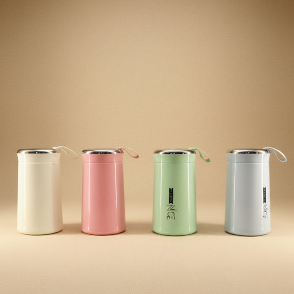 Mini Pastel Thermal Travel Flask with Chrome Lid | Carrying Loop