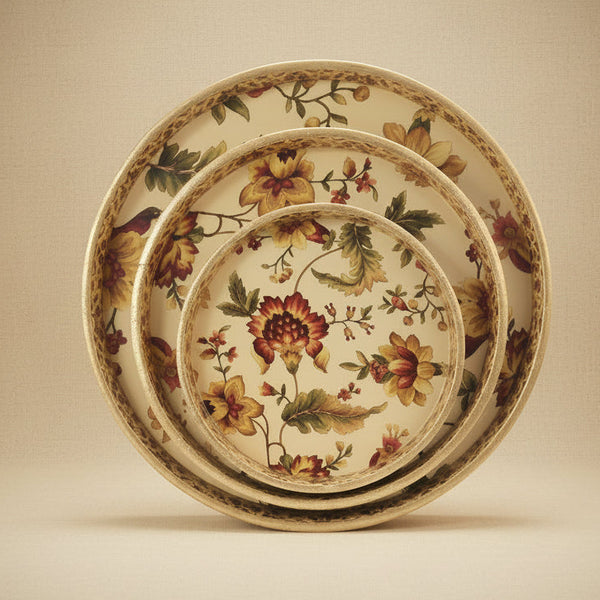 Vintage Chintz Floral Nesting Trays - Set of 3  | Medium Tray