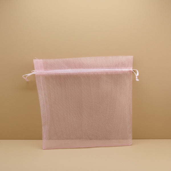 Premium Sheer Organza Favor Bags with Satin Drawstring – Pastel Pink